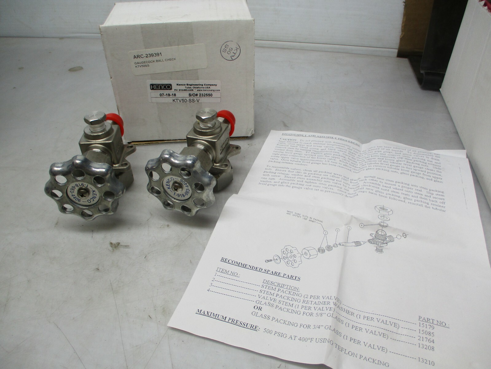 kenco ktv50-SS-V 1/2″ 316 Stainless Steel Valve Set