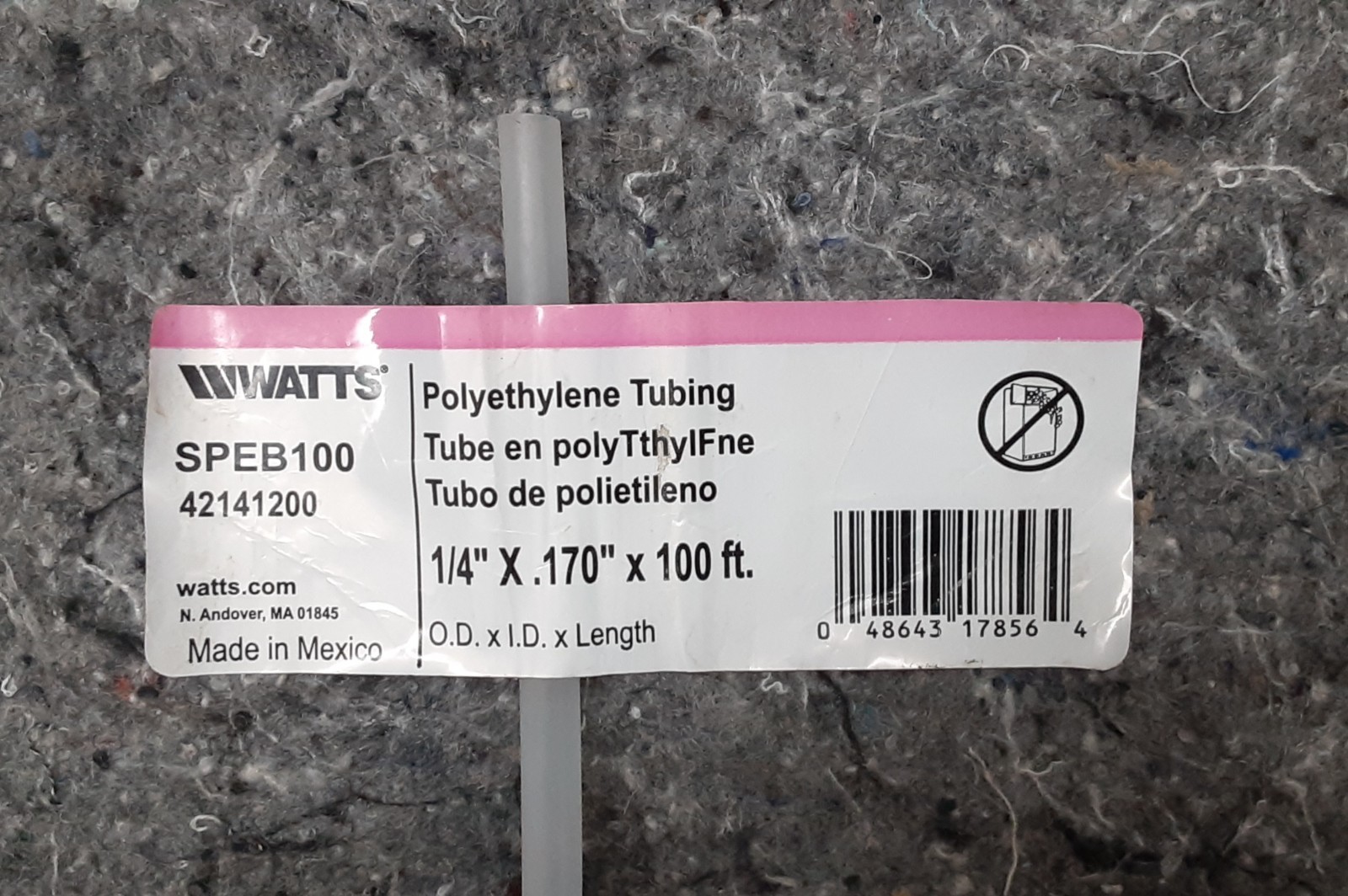 Watts Polyethylene Tubing 1/4″ OD x .170″ ID x 100 ft. – SPEB100 – 42141200