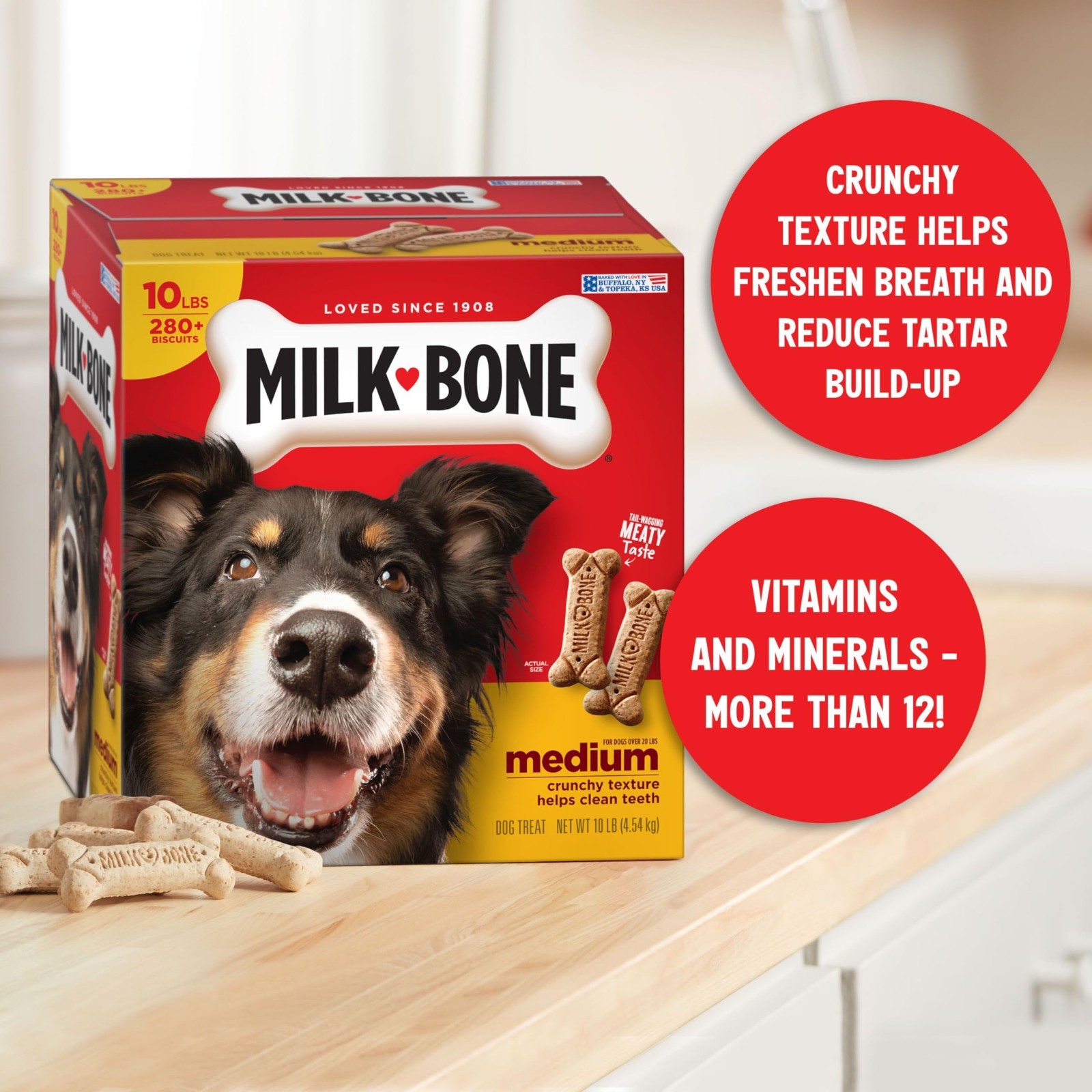 Milk-Bone Original Dog Treats Biscuits for Medium Dogs, 10 Pound, 4 Pack