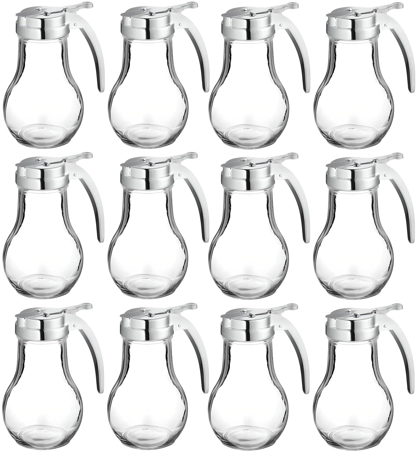 OCS Parts 12-Pack 5.75″ 14 Ounce Glass Syrup Dispensers with Dispensing Lever