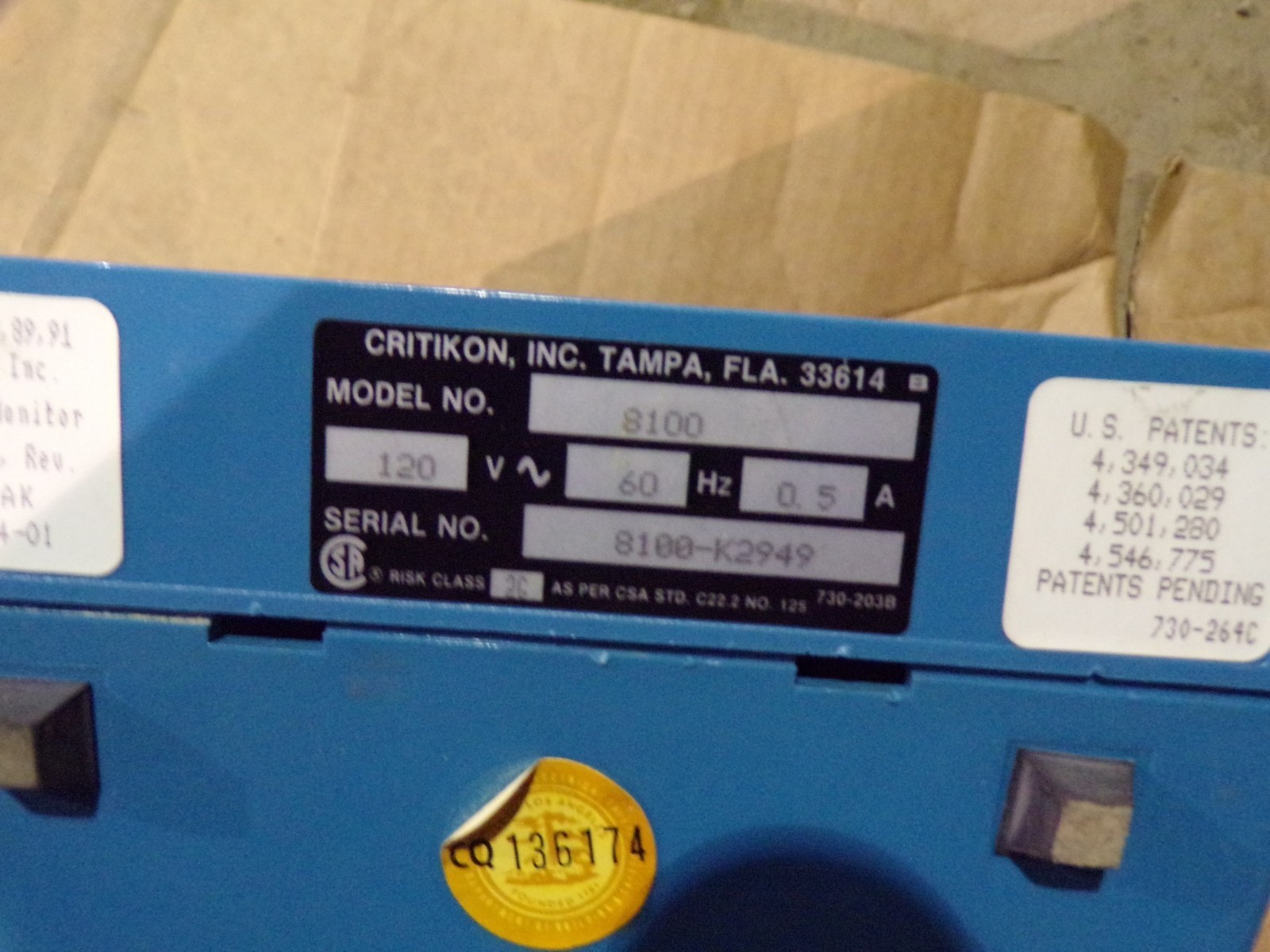 Critkon Dinamap Vital Signs Monitor 8100 *FREE SHIPPING*