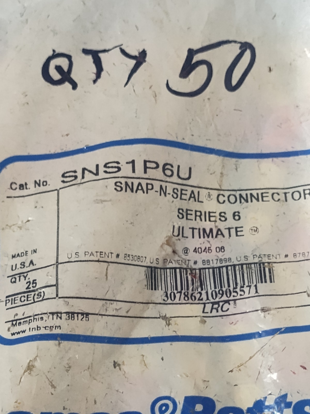 BELDEN SNS1P6U Qty 50 Lot CONNECTOR SNAP AND SEAL SERIES 6.