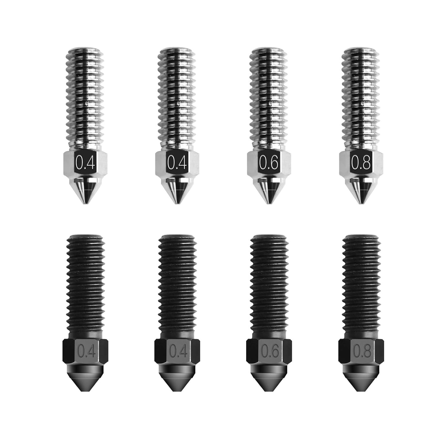 K1 Nozzle Kits 0.4Mm 0.6Mm 0.8Mm, 4Pcs Hardened Steel Nozzles & 4Pcs Copper Allo