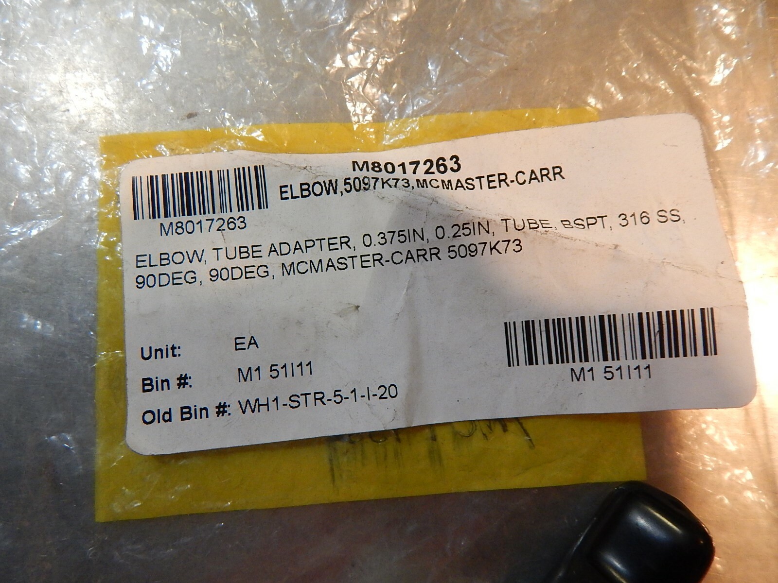 NEW McMaster-Carr 8097K73 Tube Adapter Elbow 316SS 90-Deg *FREE SHIPPING*