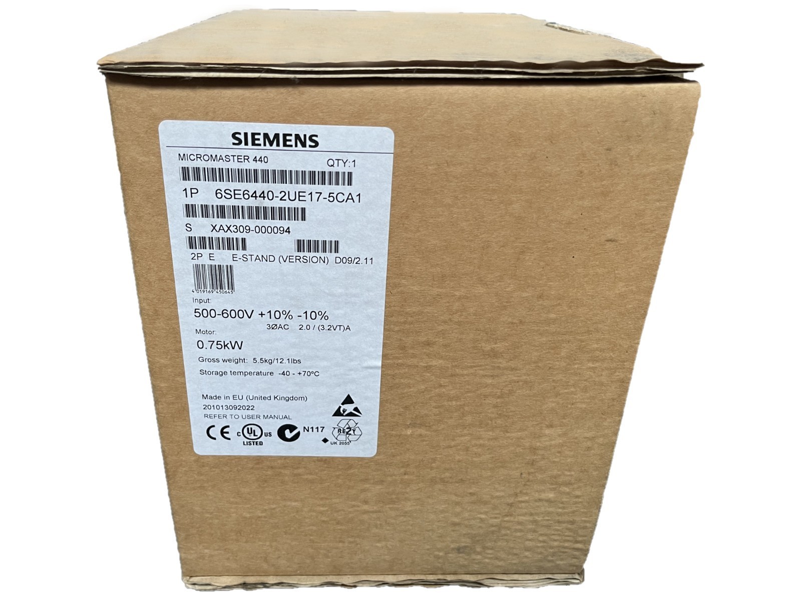 6SE6440-2UE17-5CA1 New Sealed Siemens MICROMASTER AC Drive 6SE6440-2UE17-5CA1
