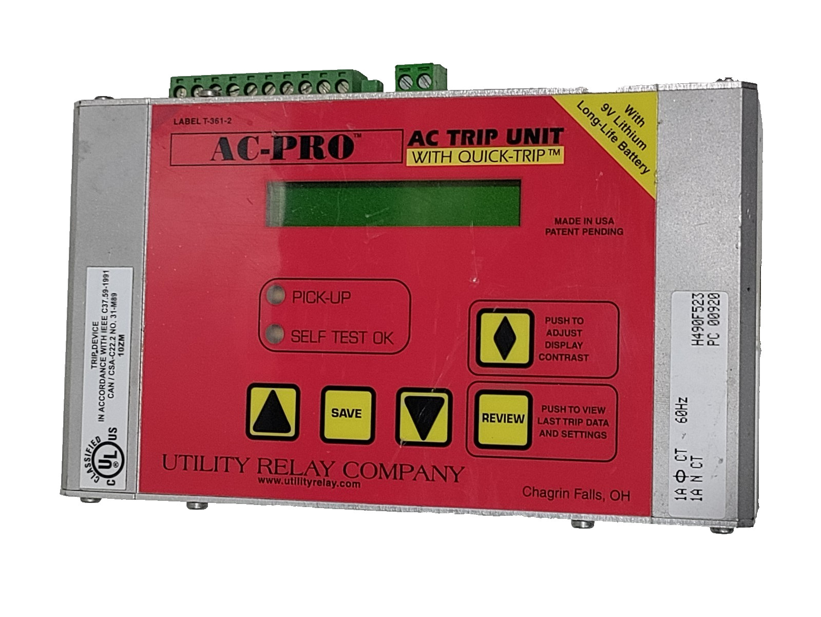 *USED TESTED* Utility Relay Company T-361-2 Ac-pro Ac Trip Unit W/quick-trip