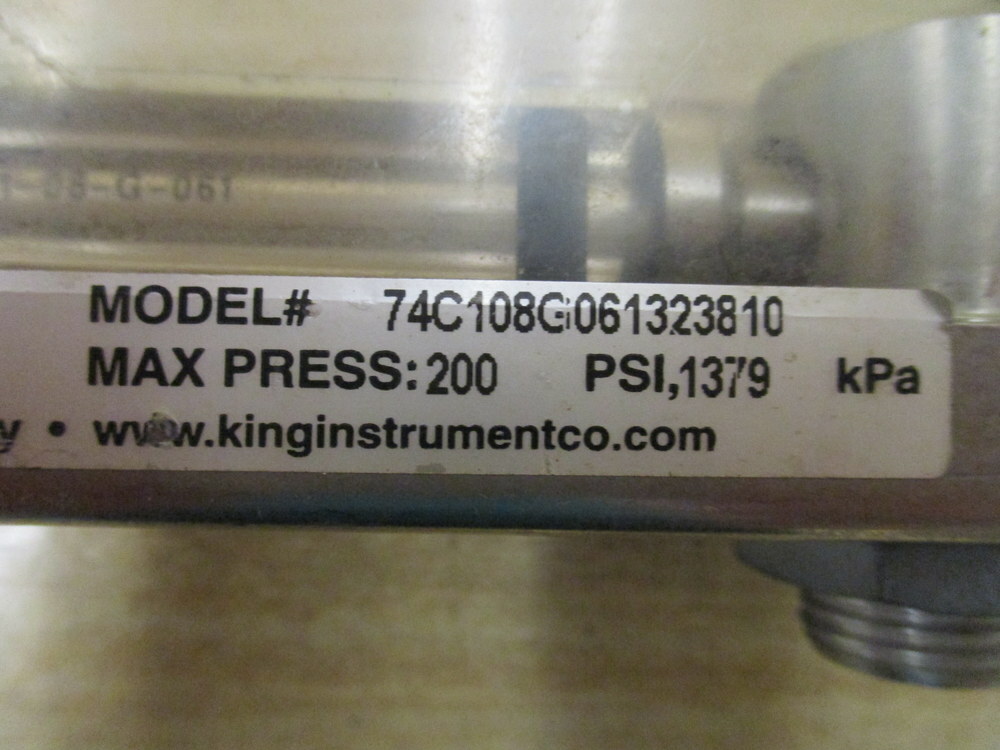 King Instrument 74C108G061323810 Flow Meter W/ Fitting