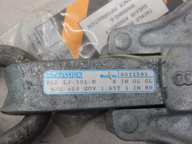 McKissick GGG-B-490, BLK LJ-301-B, 3940000518600 8″ Block Tackle Iron Galvanized