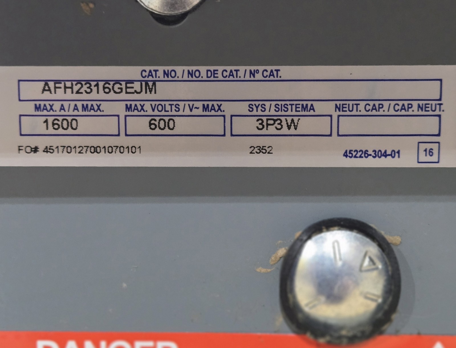 SQUARE D AFH2316GEJM I-LINE II BUSWAY TAP BOX/ FITTING. 1600A, 600V, 3P3W.
