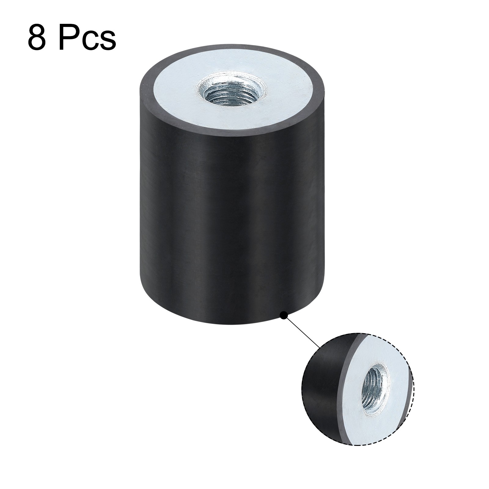 8Pcs 25 x 30mm M8 Thread Female Rubber Mounts, Silent Block Base Block