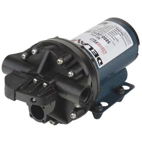 Delavan Fluid Power Diaphragm Pump, Polypropylene, Santoprene, 12VDC, 5 GPM