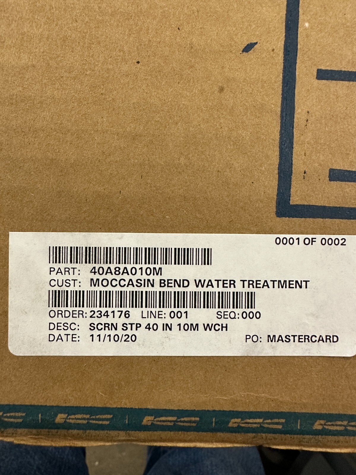 SWECO 40A8A010M 40″ Screen STP 10m WCH – NOS In Original Box Fast Ship