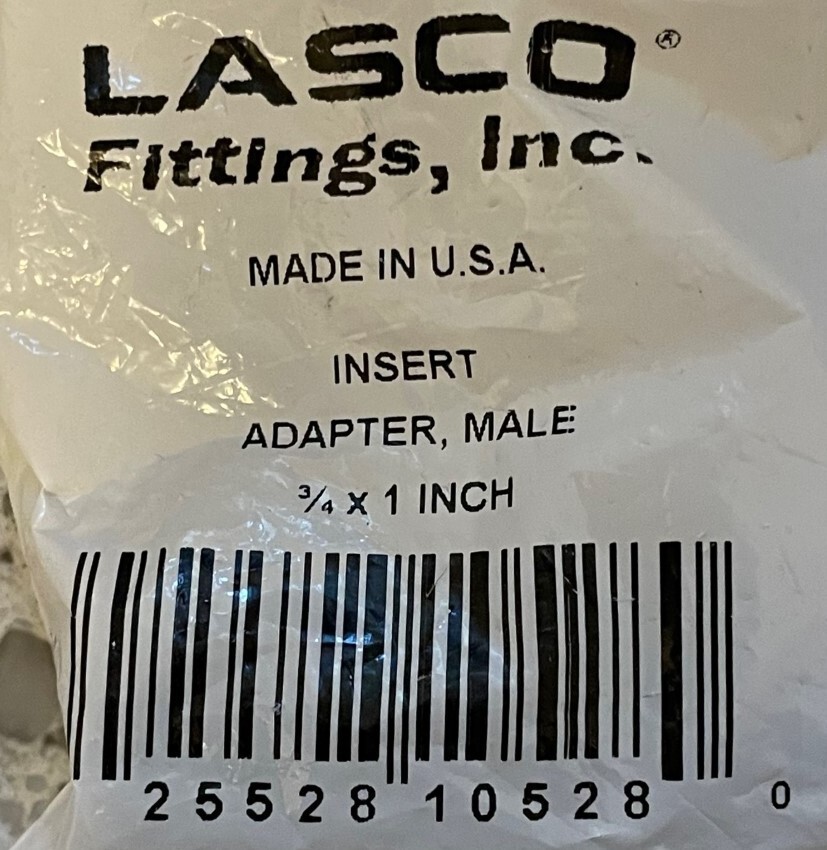 LASCO 3/4″ x 1″ Schedule 80 PVC Male Insert Adapter – MPT x Insert