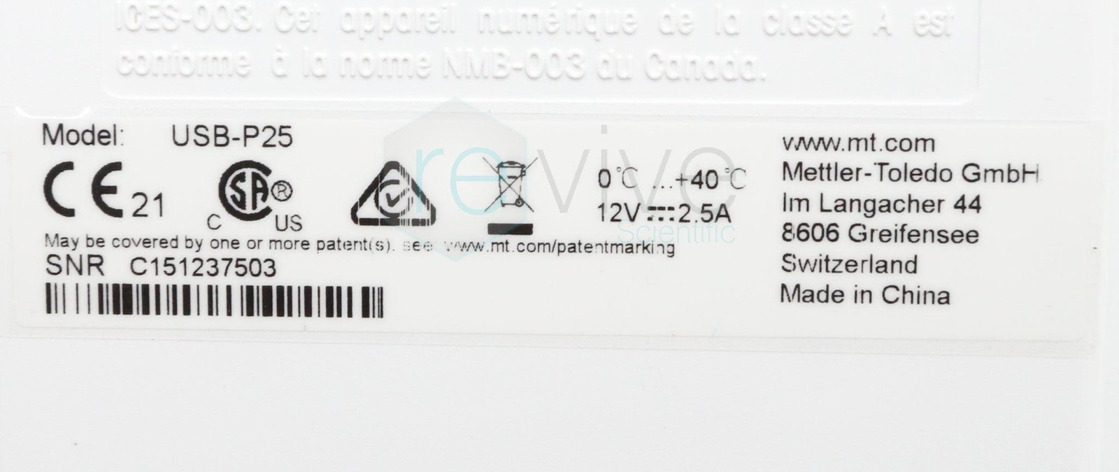 Mettler Toledo P25 Printer USB-P25