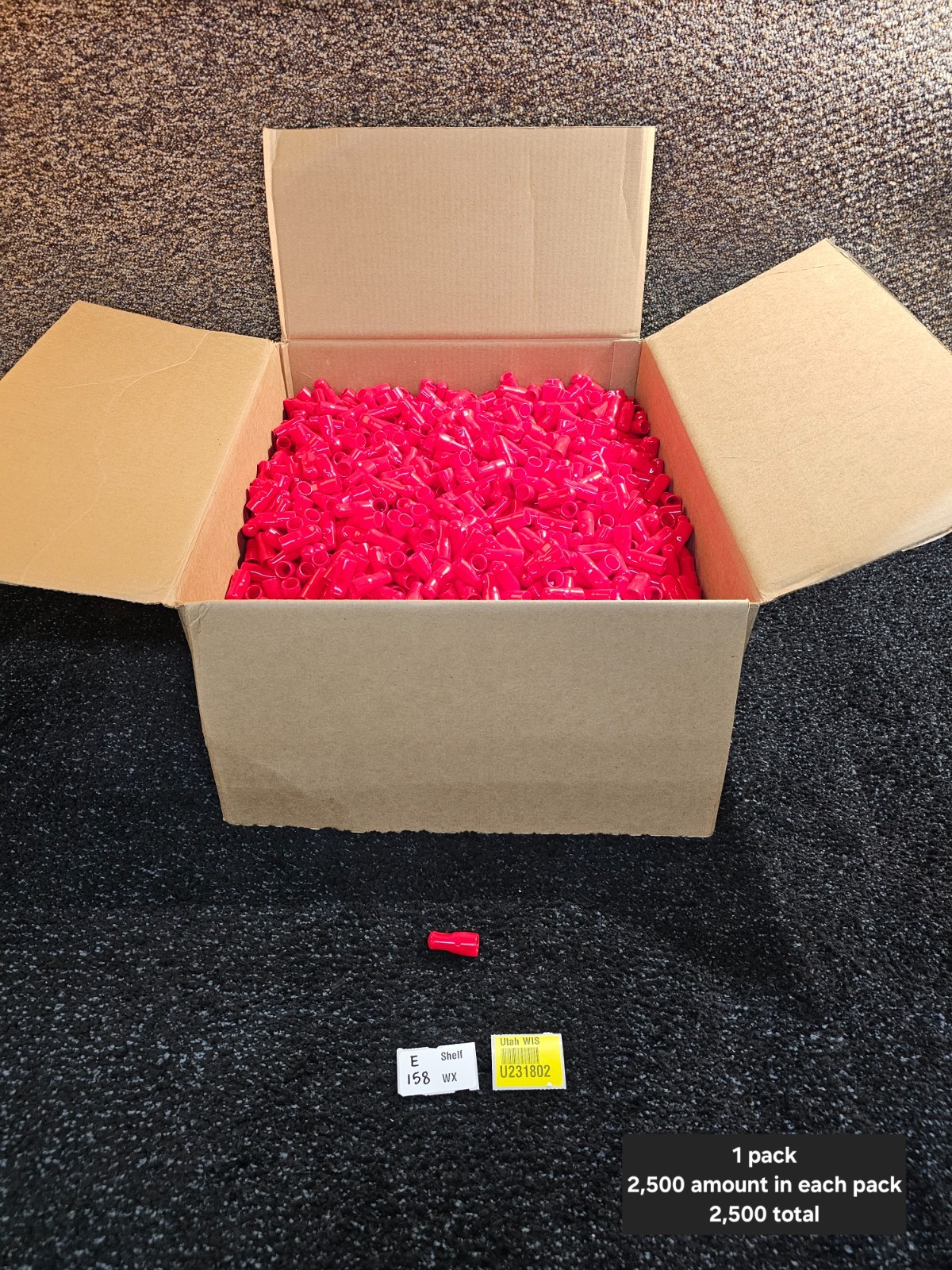 (QTY 2500) Caplugs PVCRED312 VFE-595-10 Red Vinyl
