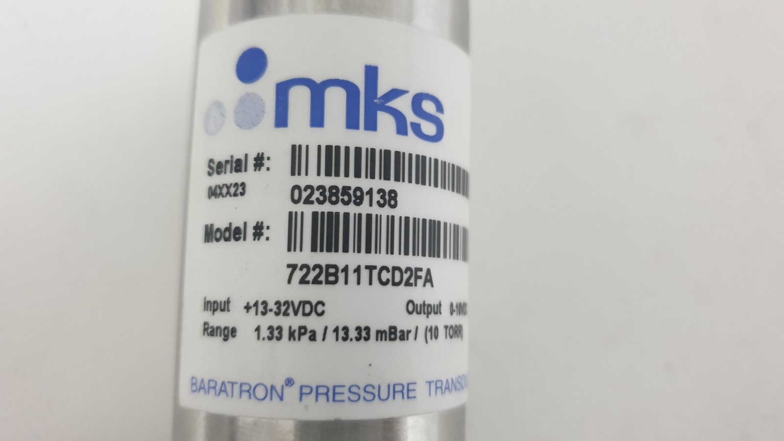 MKS Baratron Pressure Transducer 722B02TCE2FA – 266.66 Pa Range – 13–32 VDC