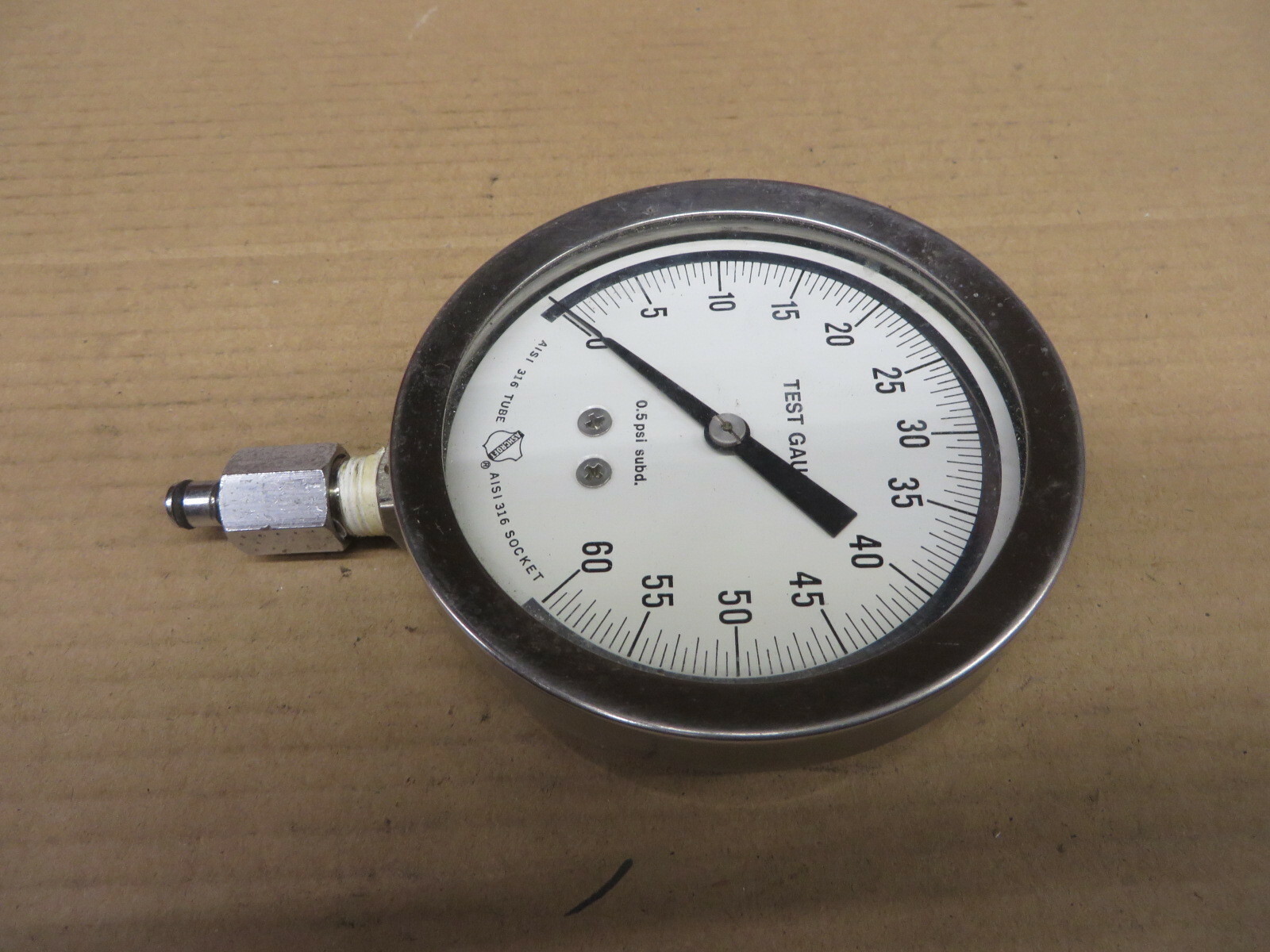 PRESSURE GAUGE 0-60 PSI ashcroft brand AISI 316 TUBE-SOCKET