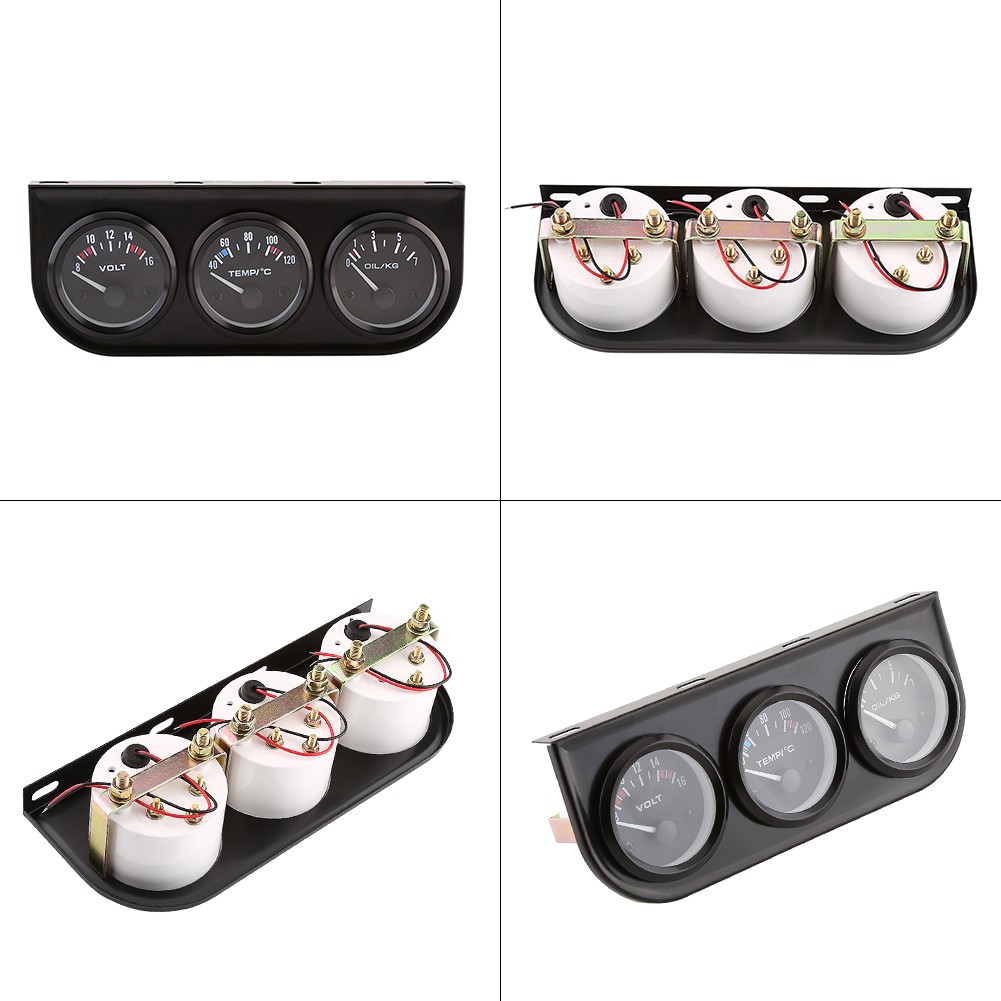 RASTKY 3 In 1 Car Gauge Voltmeter Water Temp Gauge Oil Pressure Meter W Sen NTIW