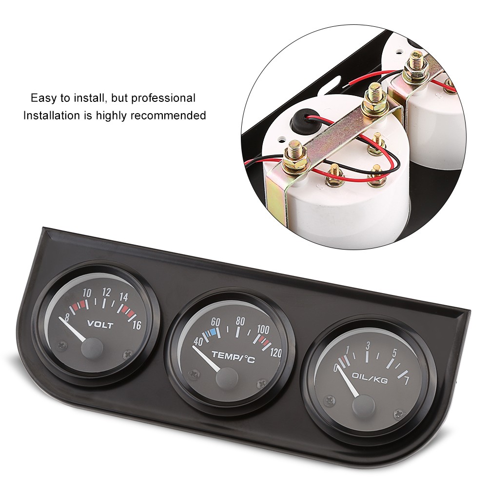 RASTKY 3 In 1 Car Gauge Voltmeter Water Temp Gauge Oil Pressure Meter W Sen NTIW