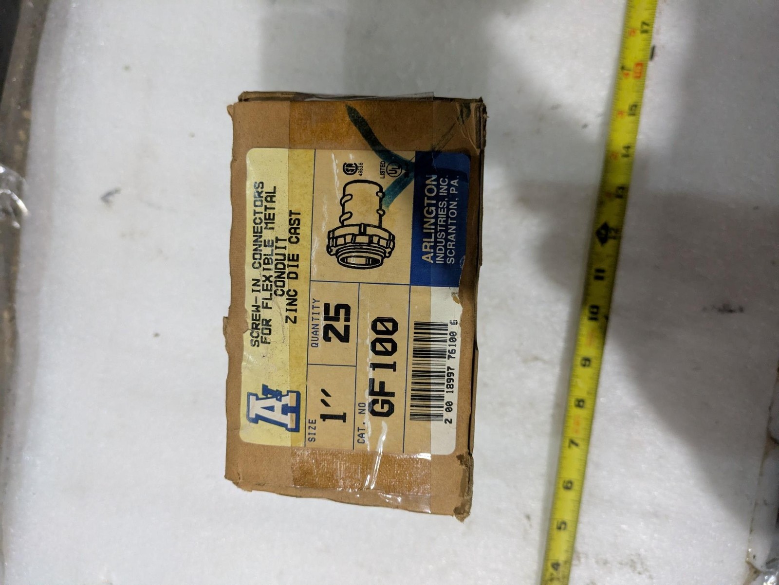 ARLINGTON GF100 1″ SCREW IN CONNECTORS FOR FLEXIBLE METAL CONDUIT ZINC DIE CAST
