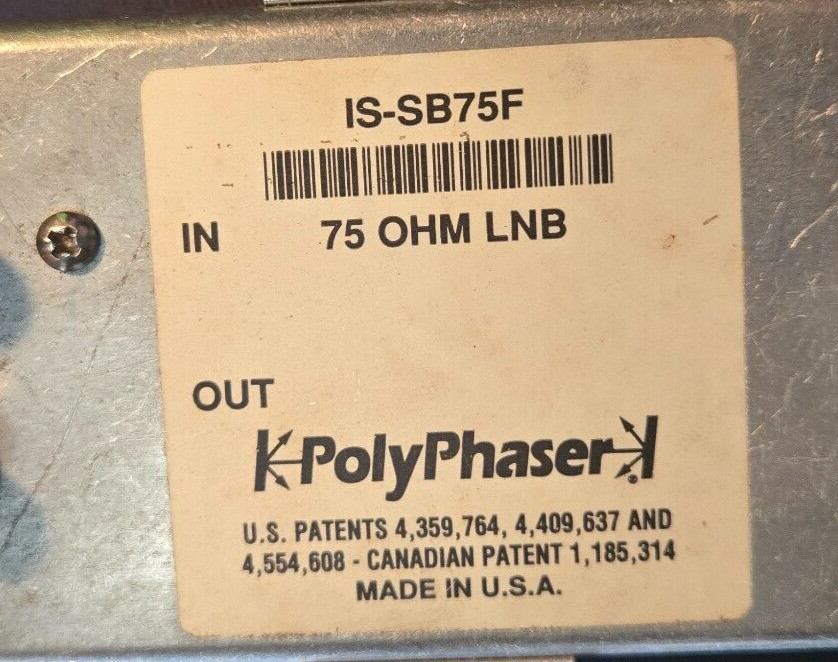 Used Pair of Polyphasers IS-SB75F 400-1400 MHz 75 Ohm Type G Female
