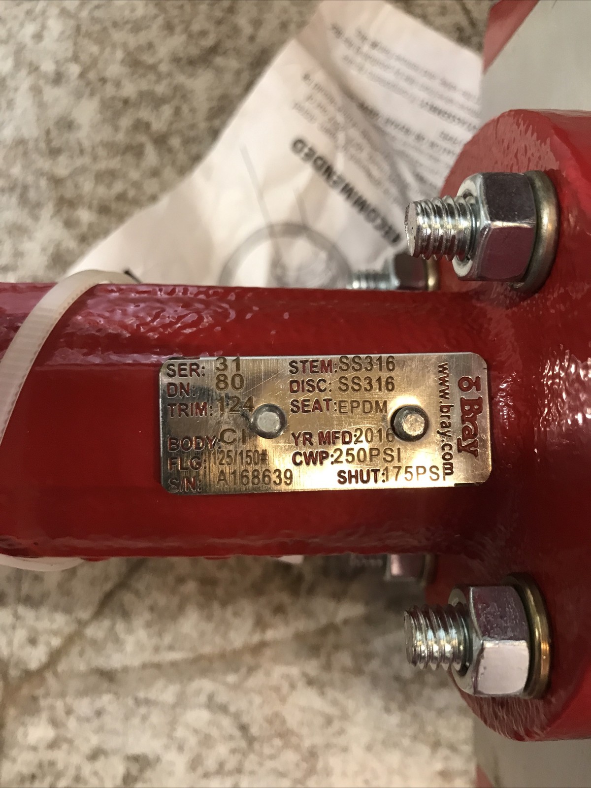 NEW, BRAY, 92-0830-11300-532, ACTUATOR 3” Valve