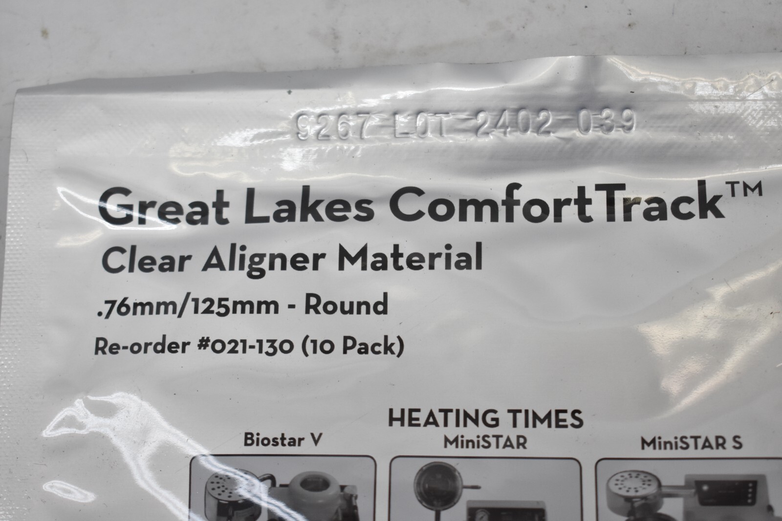 Great Lakes Comfort Track Clear Aligner Material .76mm/125mm 10 Pack 021-130