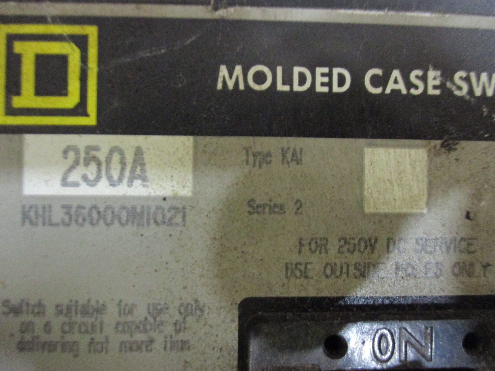 SQUARE D 250 AMP BREAKER KHL3600M1021 USED