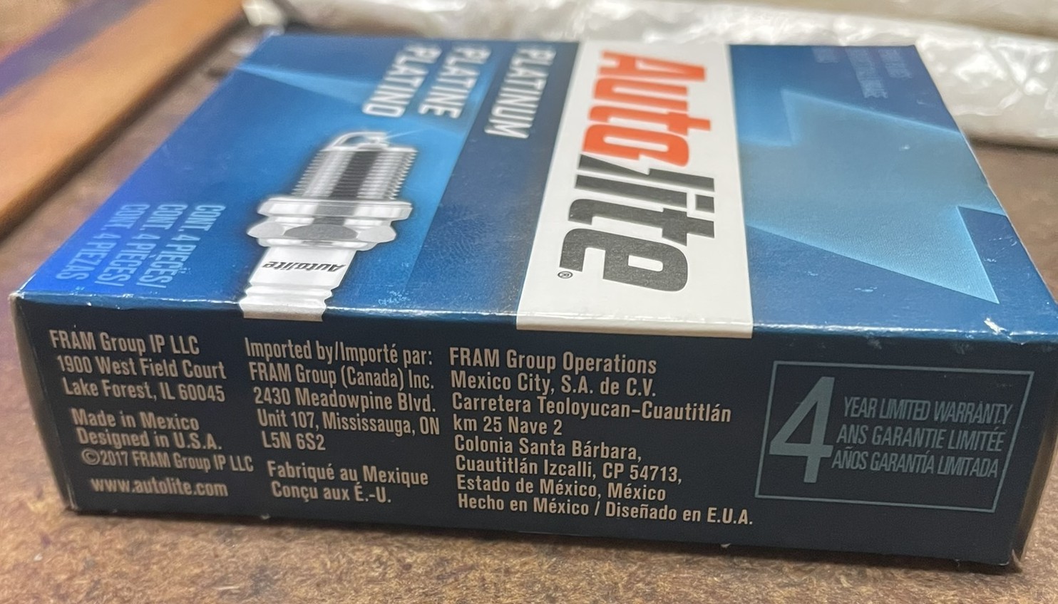 Pack of 4 – Autolite Platinum Spark Plugs – P/N:  AP5263 (NOS)