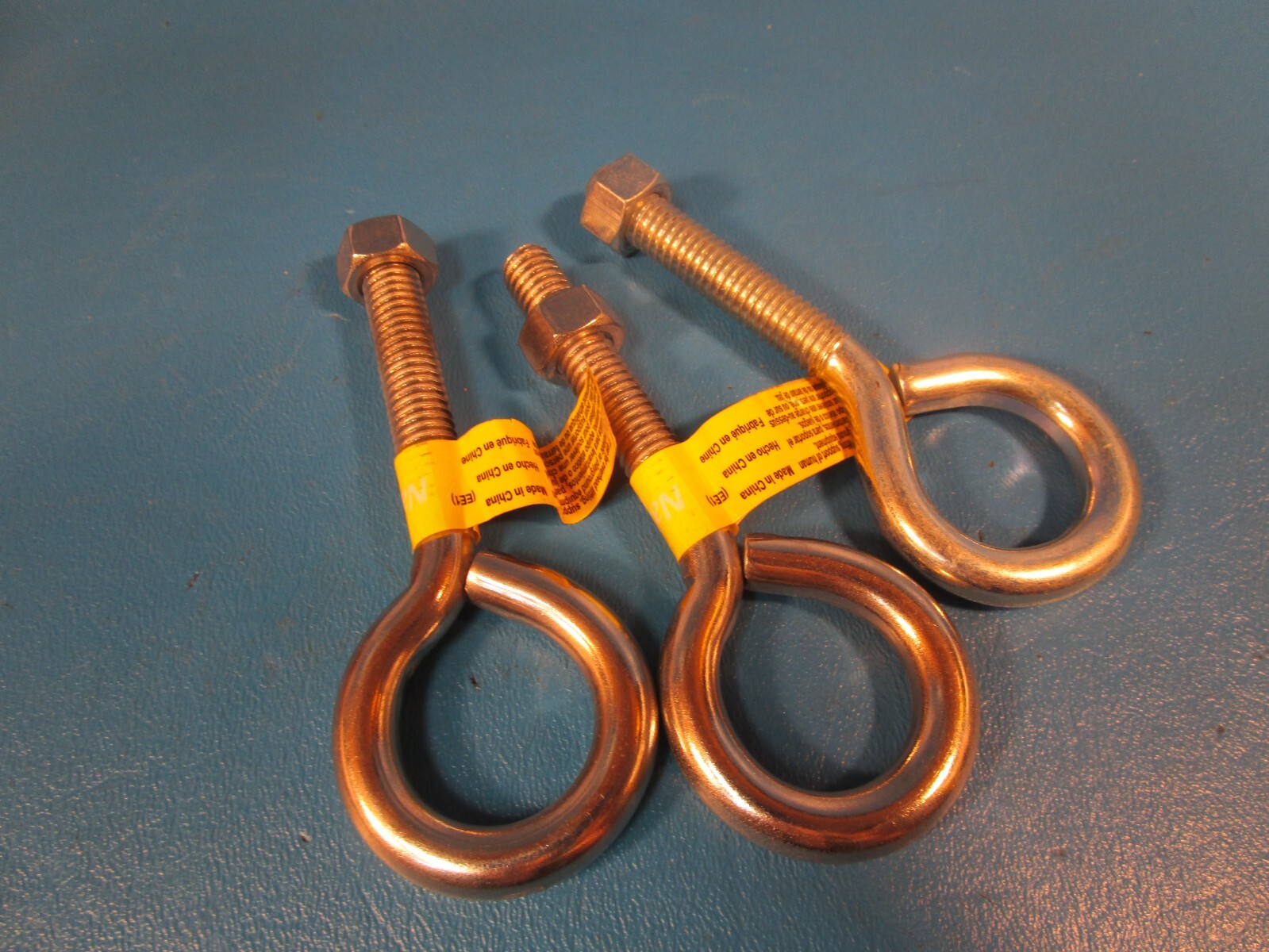 LOT OF 3 WEATHERGUARD N221-267, 3/8 X 4”, EYEBOLT, ZINC PLATED