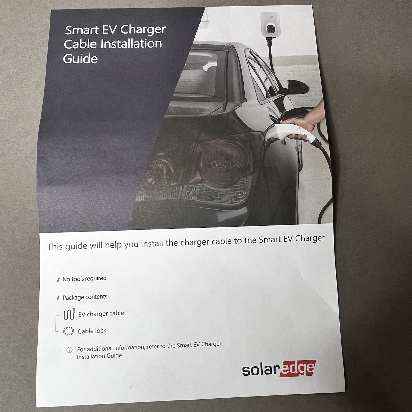 SolarEdge HD-Wave SE-EV-KIT Charging Cable, CABLE ONLY ELECTRIC VEHICLE CHARGER