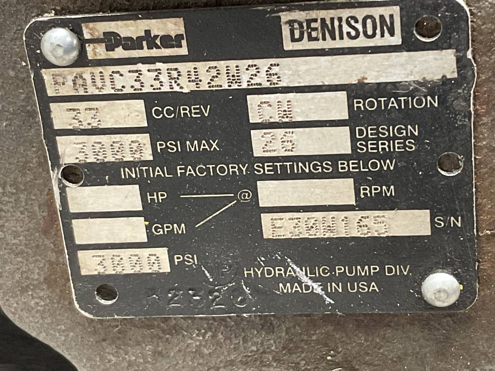Parker – Variable Volume Piston Pump – PAVC33R42W26 #301A150PR2