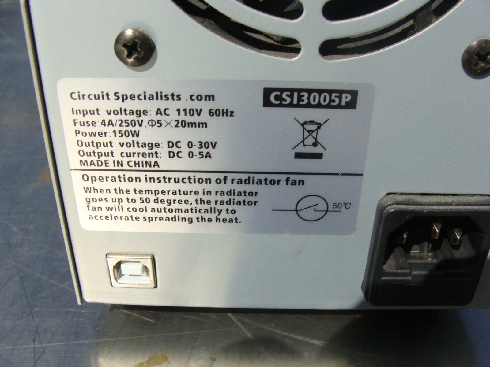 CSI(Circuit Specialists.Com) CSI3005P Programmable Power Supply. Serial#405122