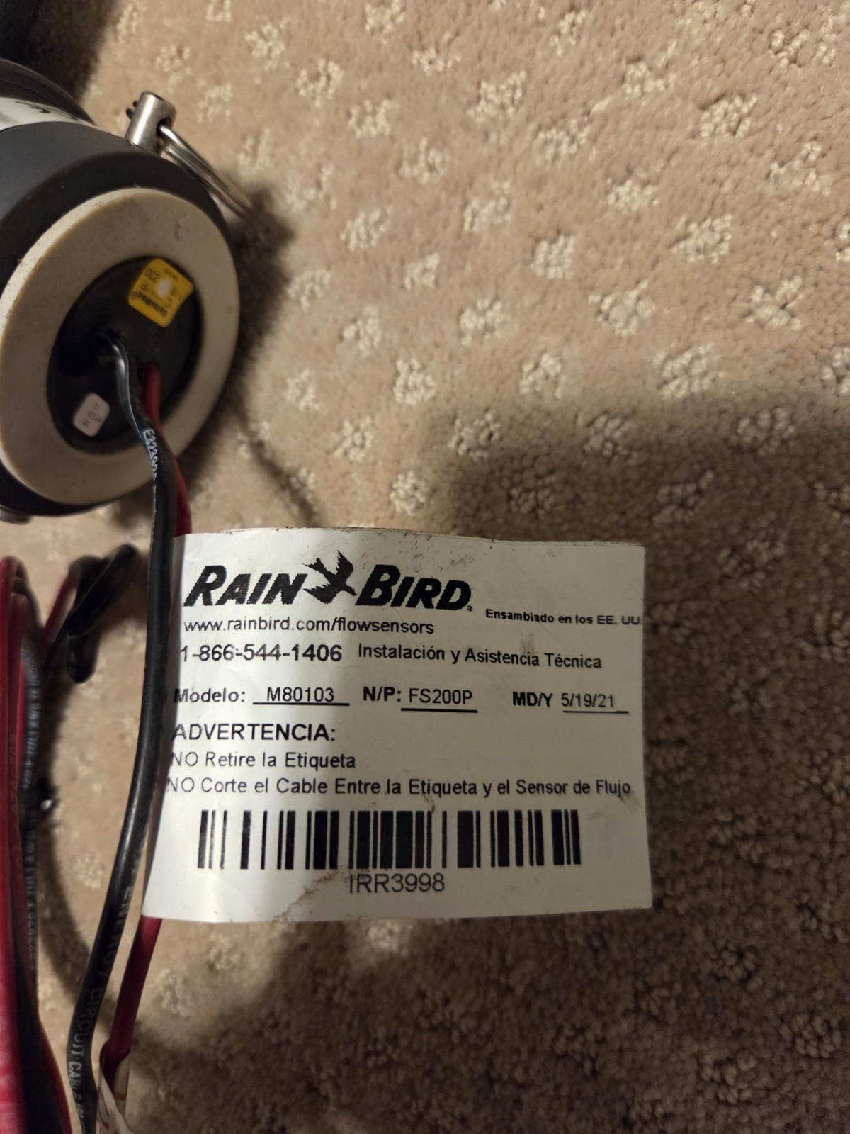 Rain Bird FS200P Flow Sensor – 2″ Tee New Open Box