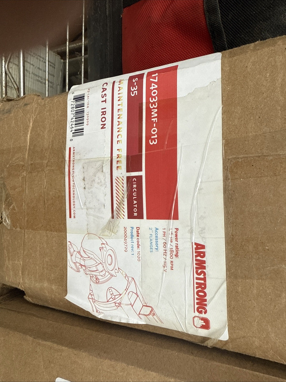 Armstrong 174033MF-013 S-35 BF Cast Iron In-Line Pump 1/6 hp