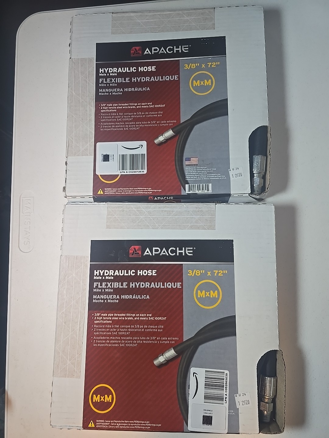 2 Pack- Apache 98398244 3/8″ x 72″ 2-Wire Hydraulic Hose Male x Male Assembly