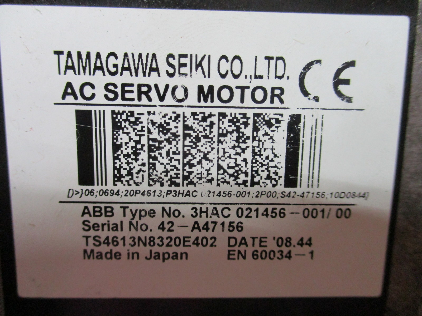 Tamagawa Seiki 3HAC 021456-001/00 ABB AC Servo Motor TS4613N8320E402
