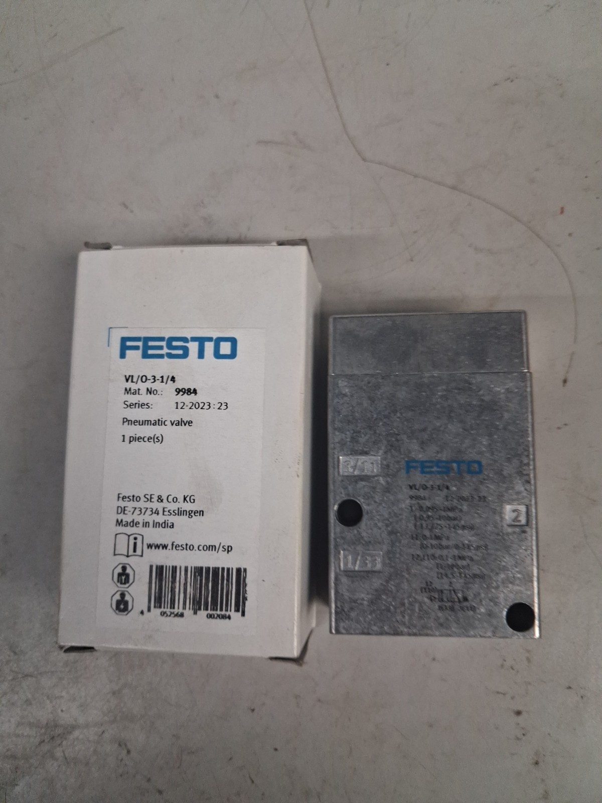FESTO VL/O-3-1/4 9984 13.8-145PSI NSMP