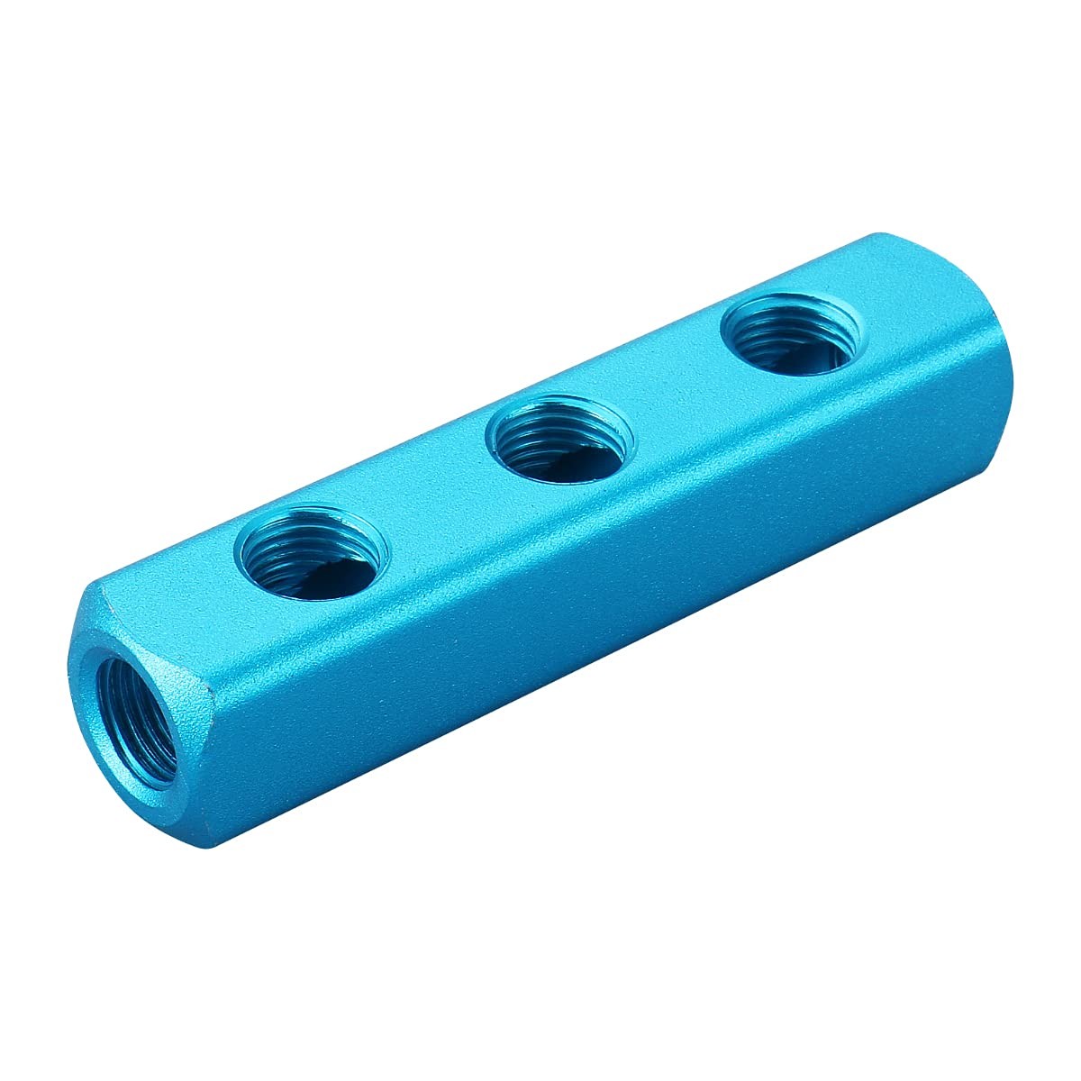 Aluminum Air Manifold Block, 3-Way 6-Port, 1/4″ PT for Pneumatic Systems