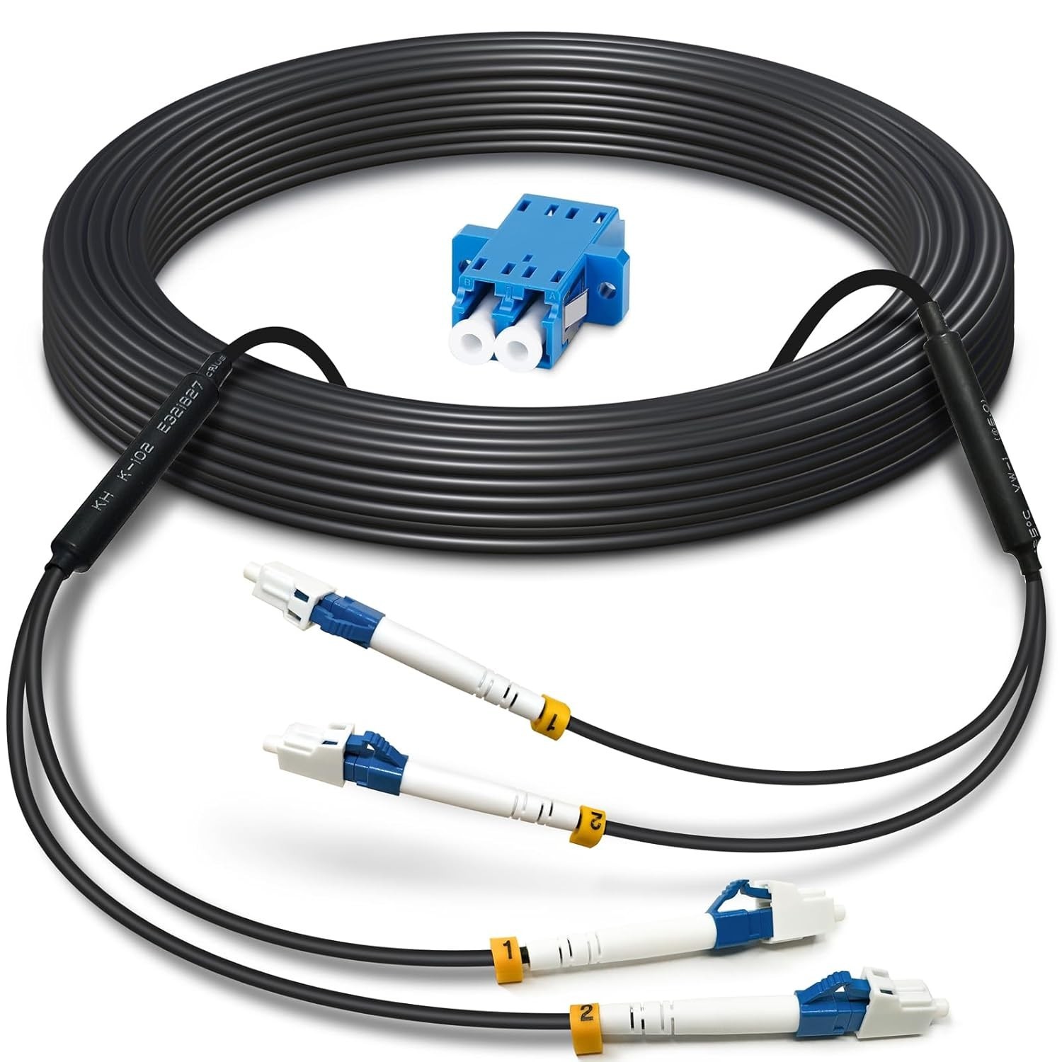65ft/20m LC to LC Armored Outdoor Fiber Optic Cable Single Mode Duplex Fiber…
