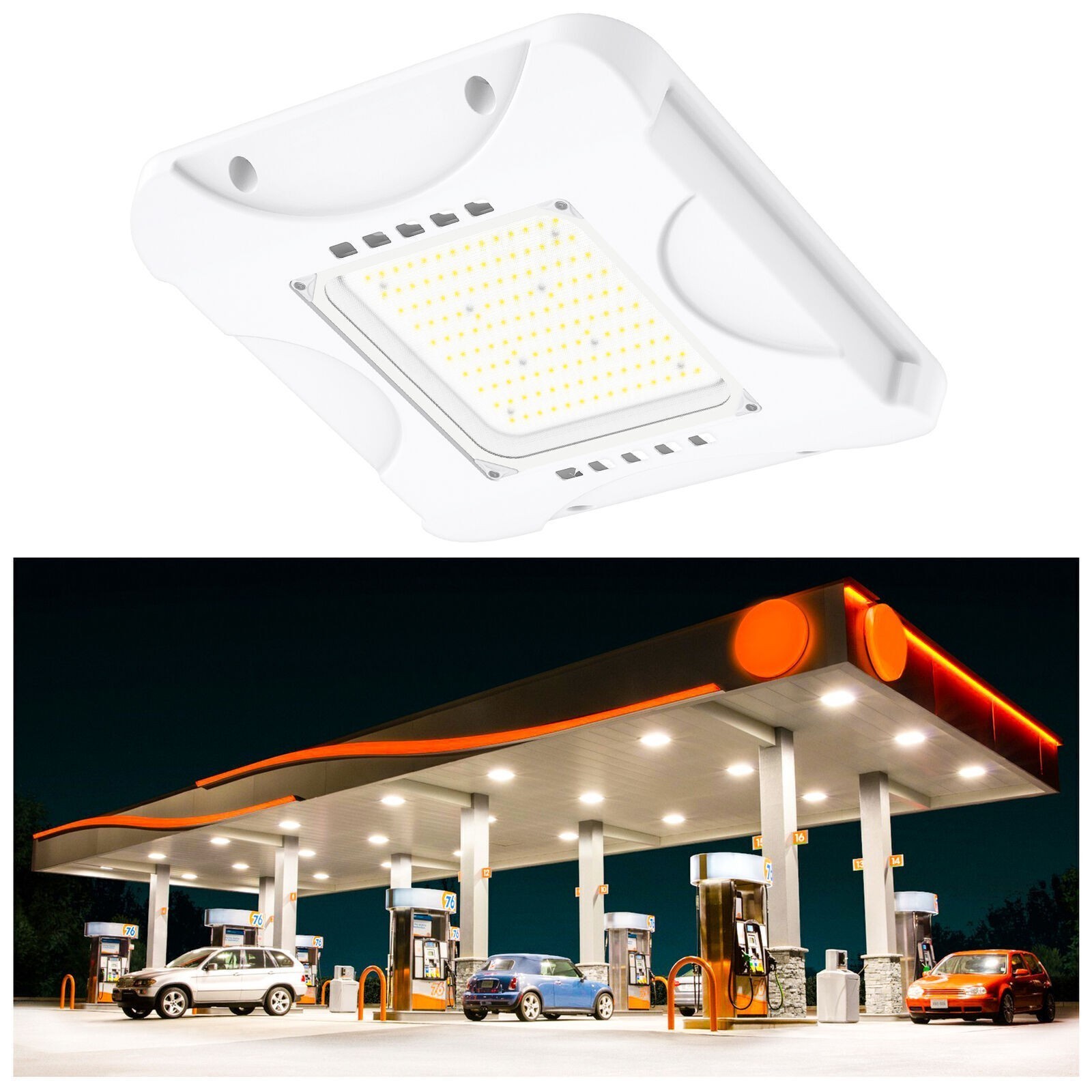 150W LED Gas Station Canopy Light Dusk To Dawn Commercial Lamp 4500K/5000K/5700K