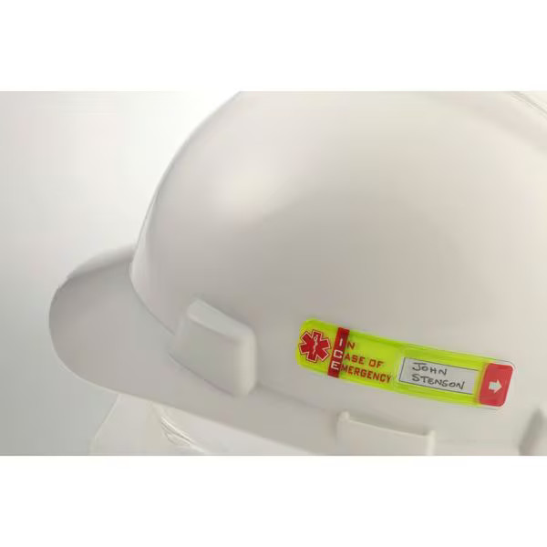 Vital Id Hard Hat I.D,Yllw,3/4in.Hx3-1/4in.W,PK25 WSID-02 Vital Id WSID-02