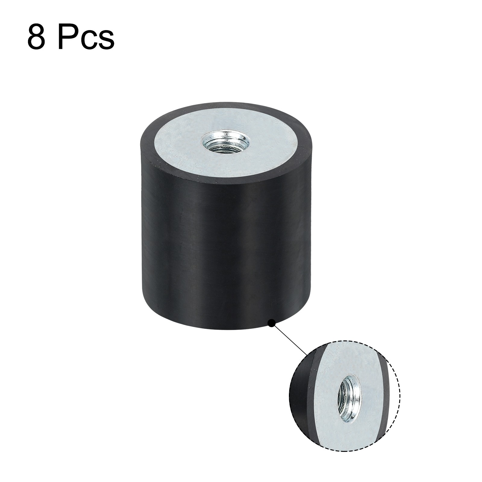 8Pcs 25 x 25mm M6 Thread Female Rubber Mounts, Silent Block Base Block