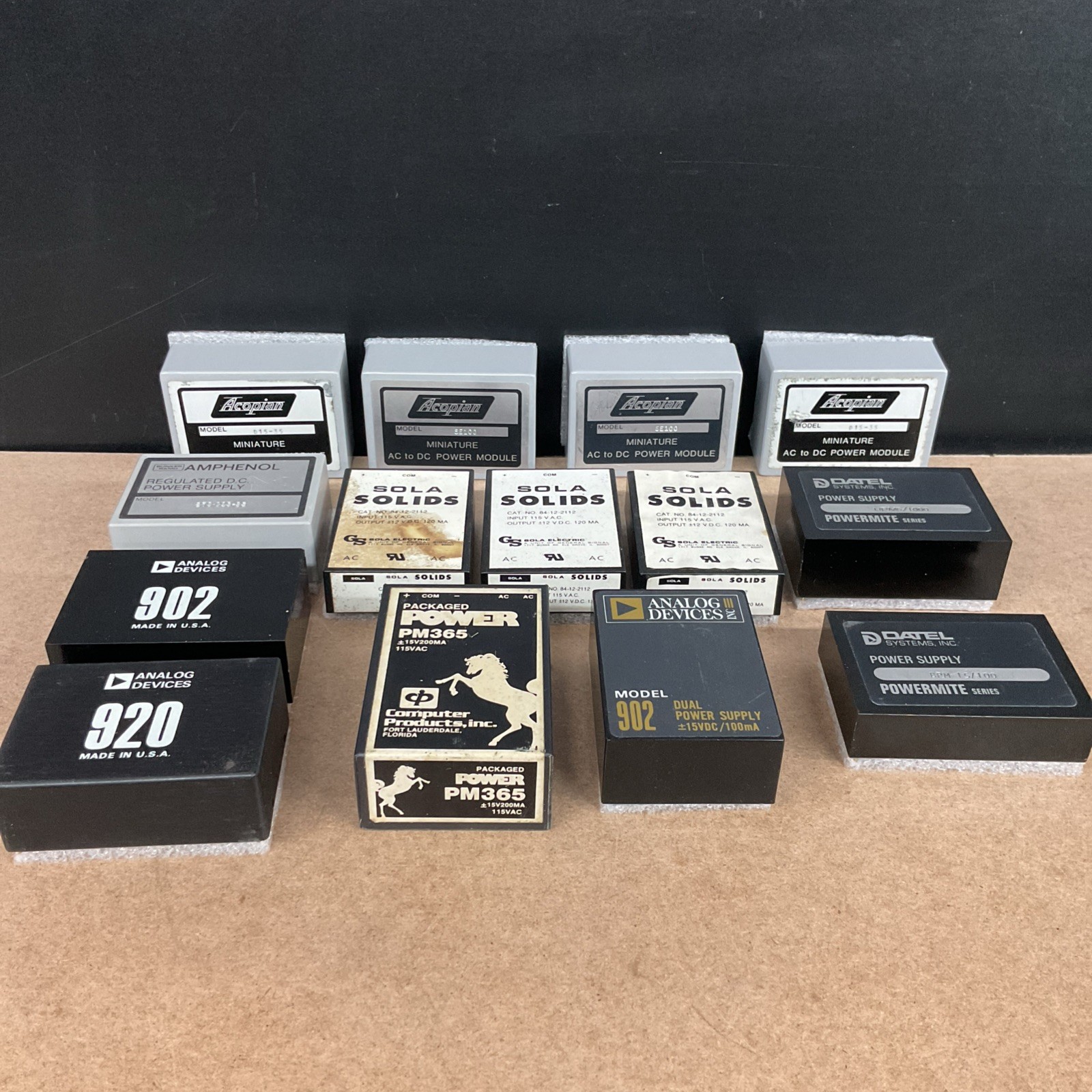 Vintage Power Supply Modular Units Lot of 14 Acopian Sola Solids Analog Devices