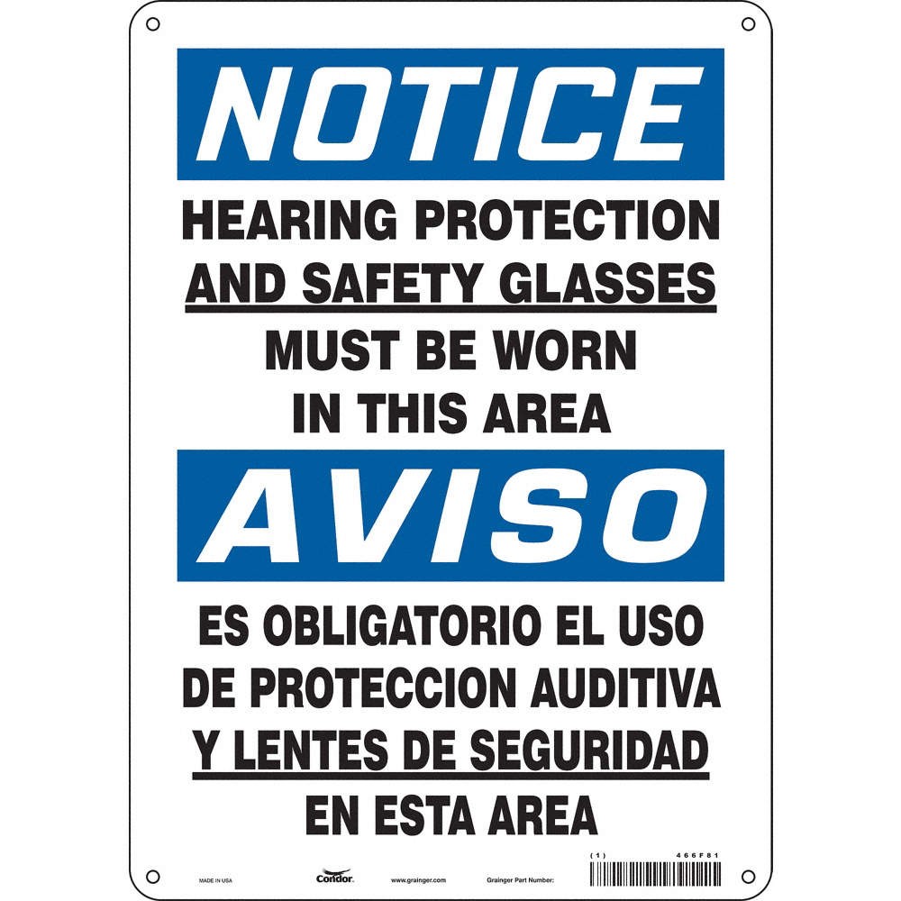 CONDOR 466F81 Safety Sign,14 in x 10 in,Aluminum 466F81