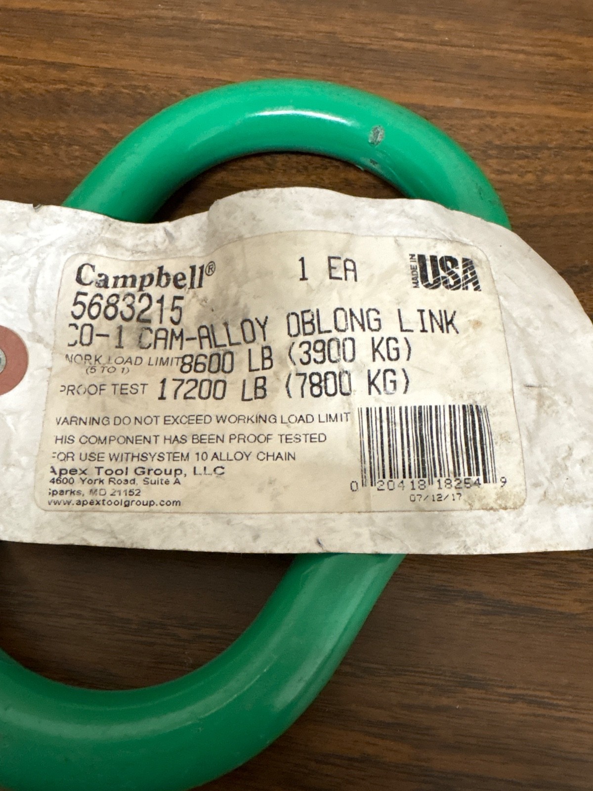 Campbell 5683215 CO-1 Cam-Alloy® Oblong Master Link, 8600 lbs, Painted USA