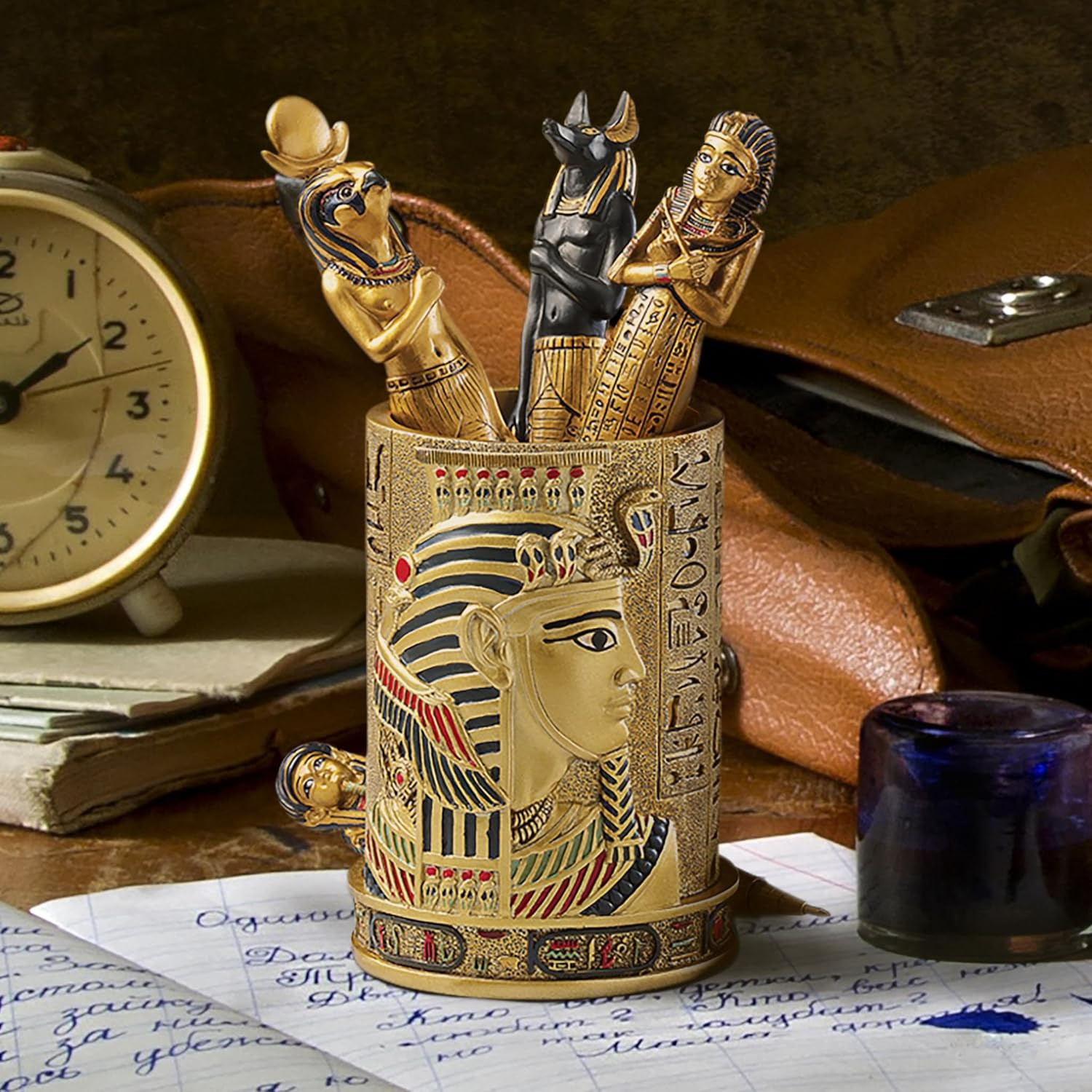QL1244 Egyptian Pharaoh Pen Vessel,Full Color