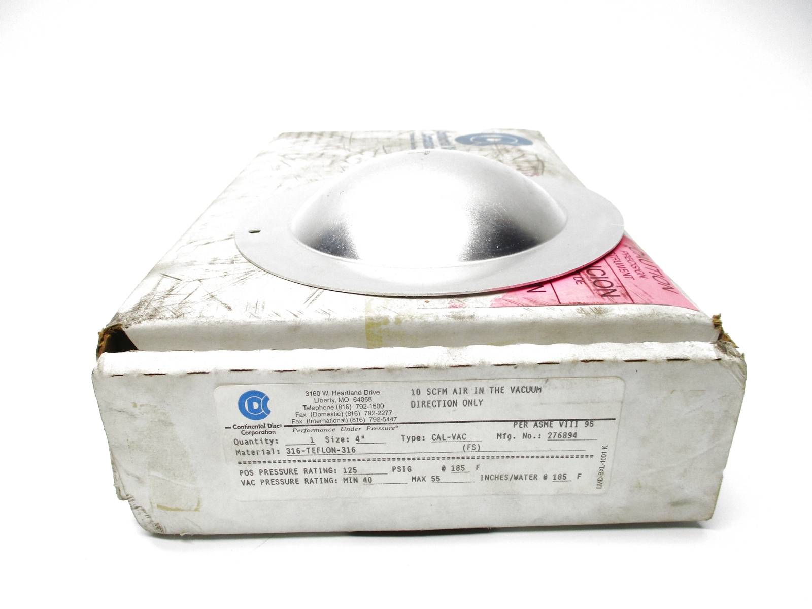 CDC 276894 TYPE CAL-VAC 4″ 125 PSIG @ 185 NSMP