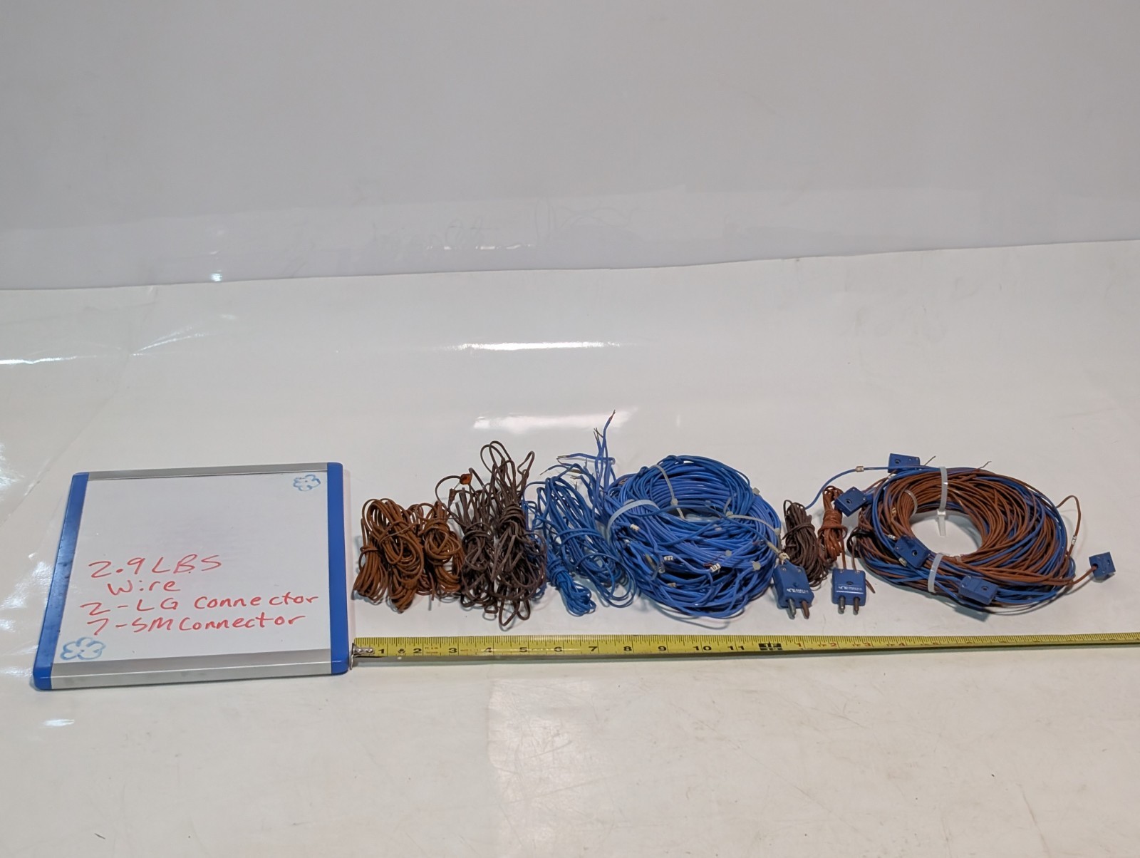 Omega Type T thermocouple connectors w/ extension wire lot, 2 large, 7 mini