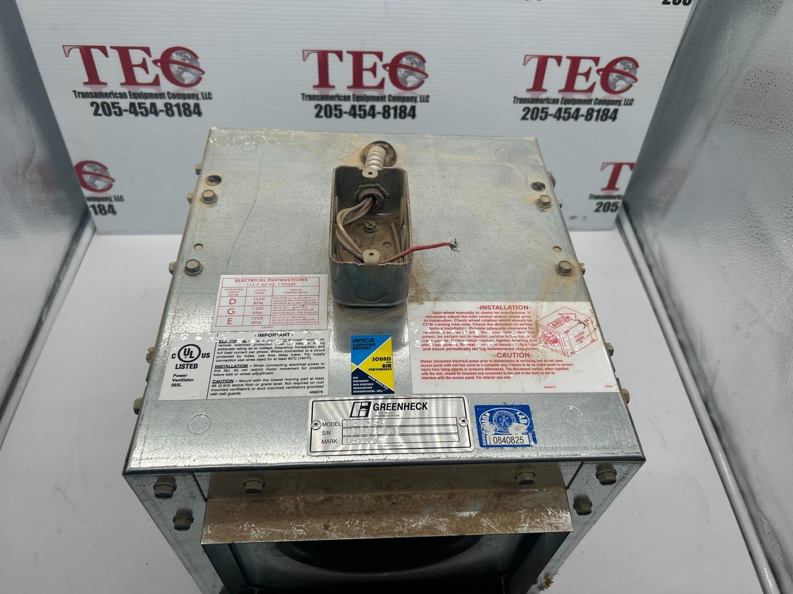 greenheck Centrifugal Inline Fan, Product # SQ-80-DGEX